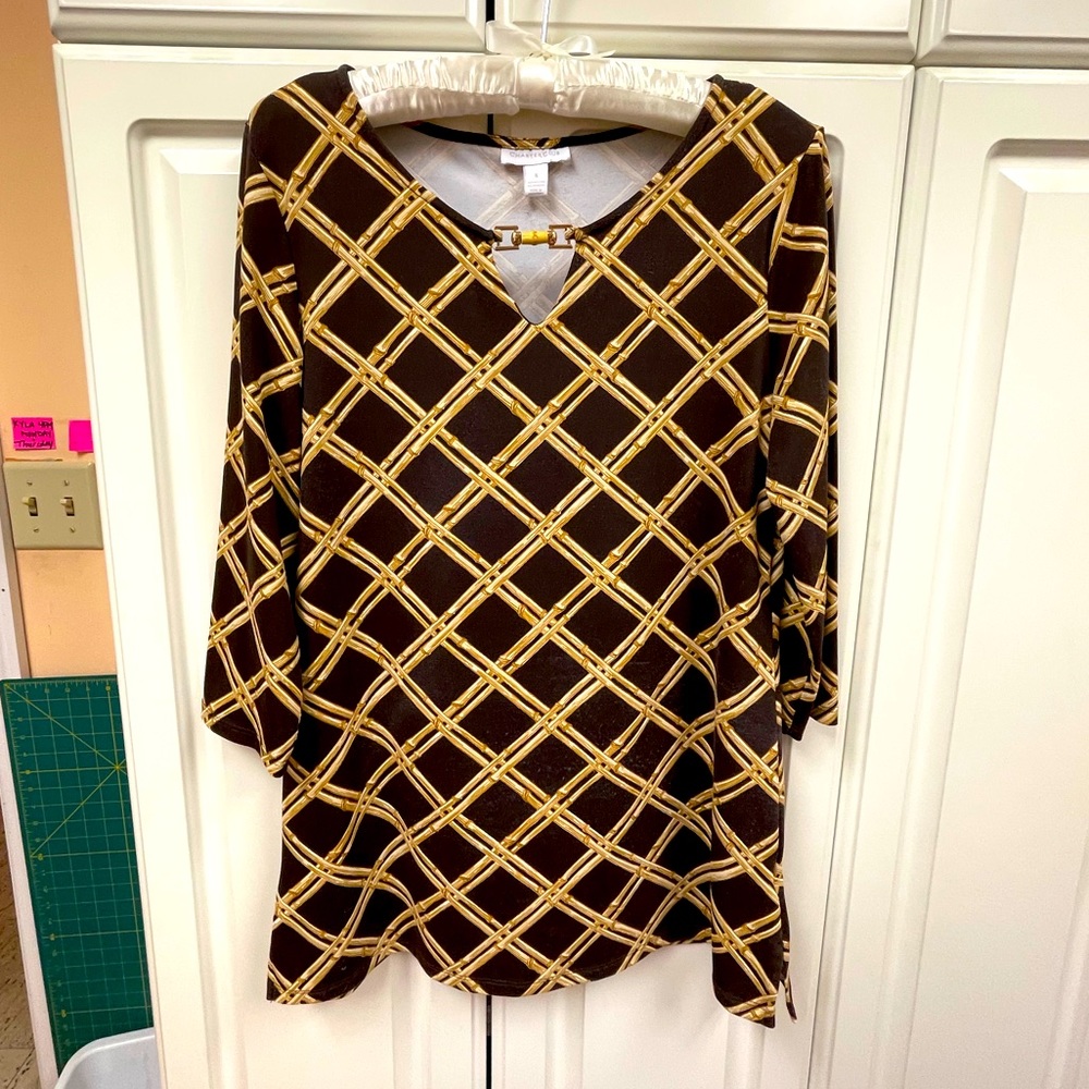 Charter Club 3/4 Sleeve Bamboo Print Tunic- Size S